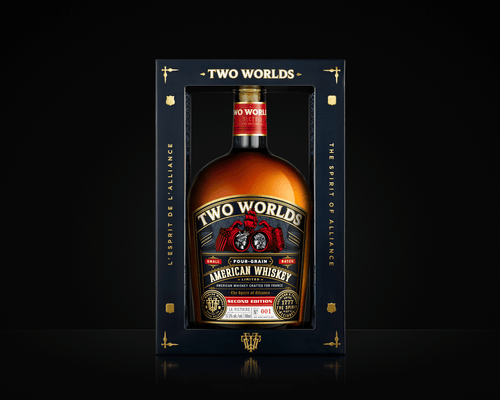 Two Worlds La Victoire Second Edition American Whiskey Crafted For France 700ml inside a box