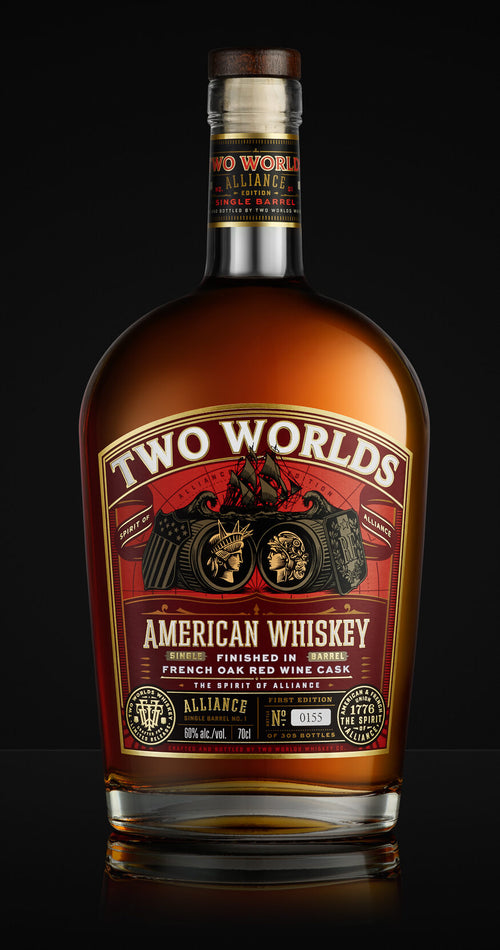 Two Worlds Alliance American Whiskey Finished In French Oak Red Wine Cask  700ml